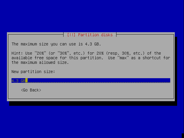 specify partition size