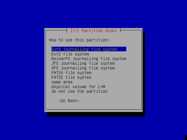 set filesystem type