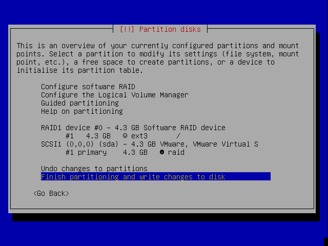 finished partitioning volumes